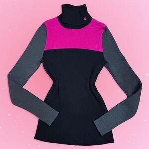 Lauren Ralph Lauren Pink and Black Turtleneck Women’s Large